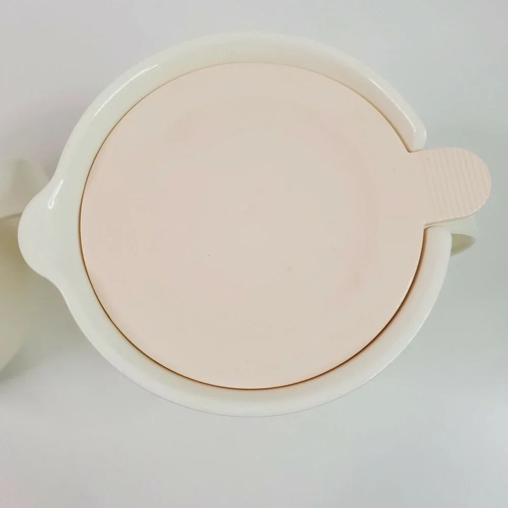 Vintage Tupperware 12 Ounce Creamer & 10 Ounce Sugar Bowl Set Pink Lids